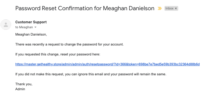 Password Reset Email